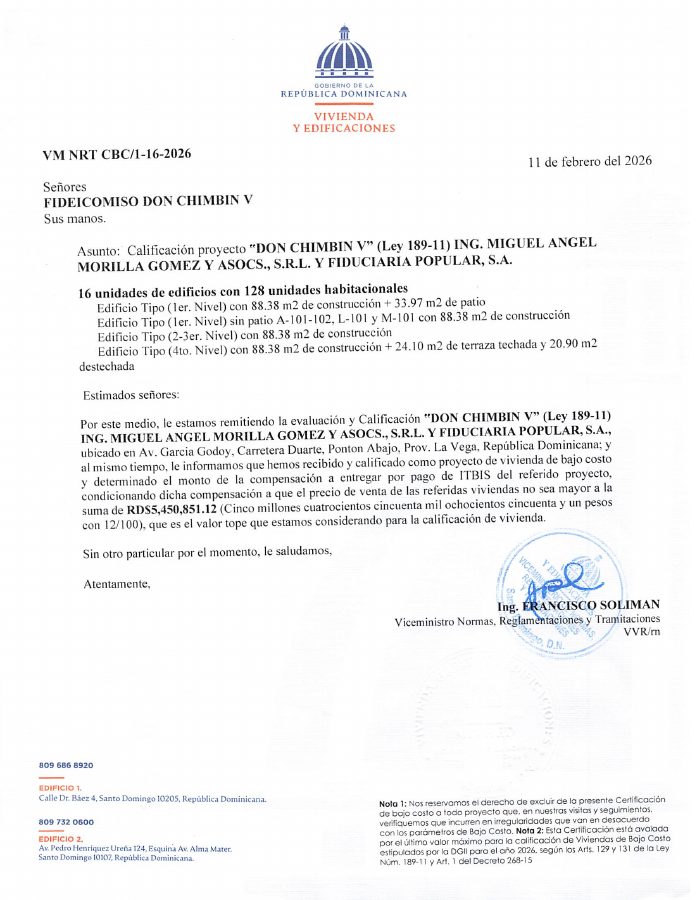 Vista previa del Certificado de Bajo Costo